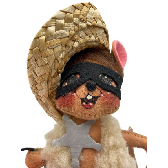 Annalee Halloween Sheriff Cowboy Mouse Plush With Straw Hat & Pumpkin - Picture 2 of 15